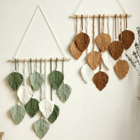 Other - Boho Cotton Leaf Wall Hanging Macrame Tapestry - brown